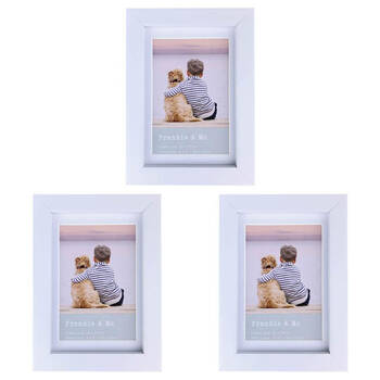 3PK Frankie & Me Wooden Border 4x6'' Picture Frame Home/Office Photo Decor White