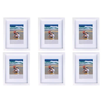 6PK Frankie & Me Wooden Border 5x7'' Picture Frame Home/Office Photo Decor White