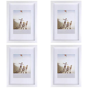 4PK Frankie & Me Wooden Border 6x8'' Picture Frame Home/Office Photo Decor White