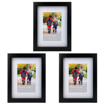 3PK Frankie & Me Wooden Border 4x6'' Picture Frame Home/Office Photo Decor Black