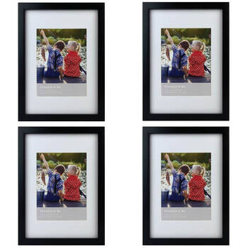 4PK Frankie & Me Wooden Border 6x8'' Picture Frame Home/Office Photo Decor Black
