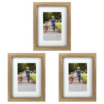 3PK Frankie & Me Wooden Border 4x6'' Picture Frame Home/Office Photo Decor Oak