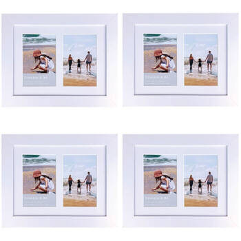 4PK Frankie & Me Wooden Collage 4x6'' Double Picture Frame Home/Office Decor White