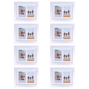 8PK Frankie & Me Wooden Collage 4x6'' Double Picture Frame Home/Office Decor White