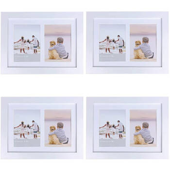 4PK Frankie & Me Wooden Collage 5x7'' Double Picture Frame Home/Office Decor White