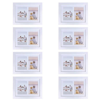 8PK Frankie & Me Wooden Collage 5x7'' Double Picture Frame Home/Office Decor White