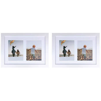 2PK Frankie & Me Wooden Collage 6x8'' Double Picture Frame Home/Office Decor White