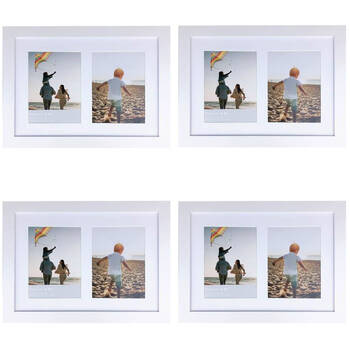 4PK Frankie & Me Wooden Collage 6x8'' Double Picture Frame Home/Office Decor White