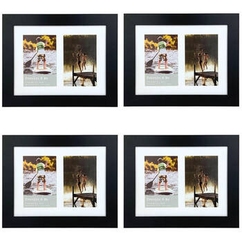 4PK Frankie & Me Wooden Collage 4x6'' Double Picture Frame Home/Office Decor Black