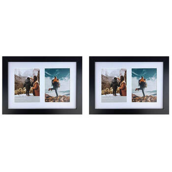 2PK Frankie & Me Wooden Collage 6x8'' Double Picture Frame Home/Office Decor Black