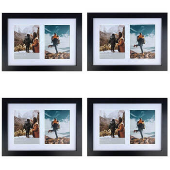 4PK Frankie & Me Wooden Collage 6x8'' Double Picture Frame Home/Office Decor Black