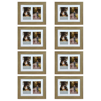 8PK Frankie & Me Wooden Collage 4x6'' Double Picture Frame Home/Office Decor Oak