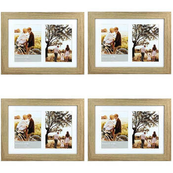 4PK Frankie & Me Wooden Collage 5x7'' Double Picture Frame Home/Office Decor Oak