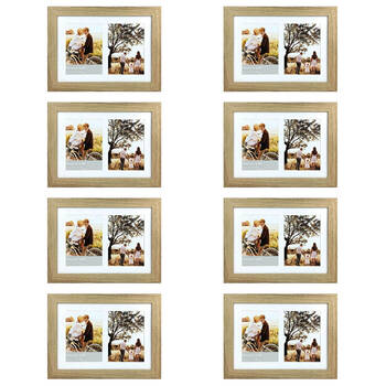 8PK Frankie & Me Wooden Collage 5x7'' Double Picture Frame Home/Office Decor Oak