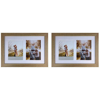 2PK Frankie & Me Wooden Collage 6x8'' Double Picture Frame Home/Office Decor Oak