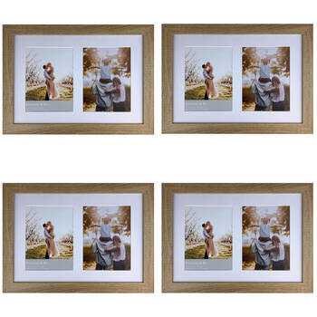 4PK Frankie & Me Wooden Collage 6x8'' Double Picture Frame Home/Office Decor Oak