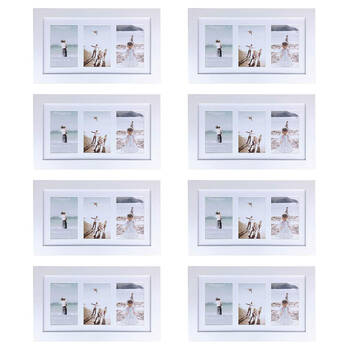 8PK Frankie & Me Wooden Collage 4x6'' Triple Picture Frame Home/Office Decor White