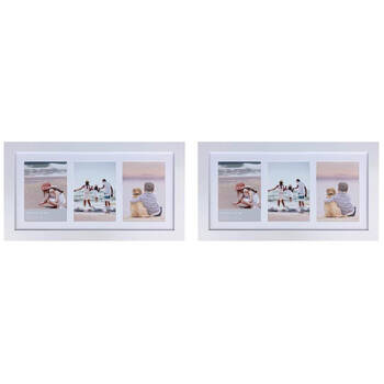 2PK Frankie & Me Wooden Collage 5x7'' Triple Picture Frame Home/Office Decor White