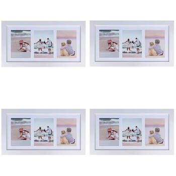 4PK Frankie & Me Wooden Collage 5x7'' Triple Picture Frame Home/Office Decor White