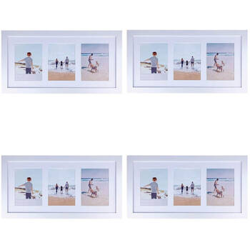 4PK Frankie & Me Wooden Collage 6x8'' Triple Picture Frame Home/Office Decor White