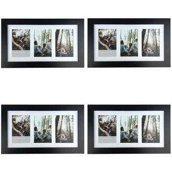 4PK Frankie & Me Wooden Collage 4x6'' Triple Picture Frame Home/Office Decor Black