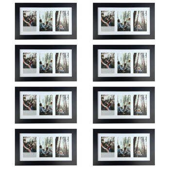 8PK Frankie & Me Wooden Collage 4x6'' Triple Picture Frame Home/Office Decor Black