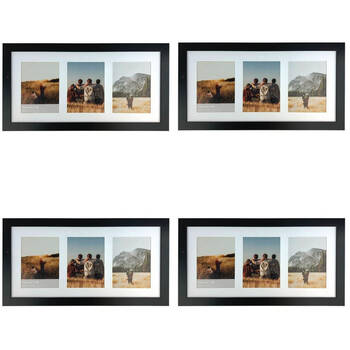 4PK Frankie & Me Wooden Collage 6x8'' Triple Picture Frame Home/Office Decor Black