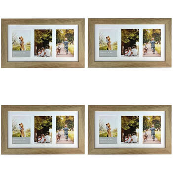 4PK Frankie & Me Wooden Collage 4x6'' Triple Picture Frame Home/Office Decor Oak