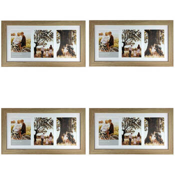 4PK Frankie & Me Wooden Collage 5x7'' Triple Picture Frame Home/Office Decor Oak