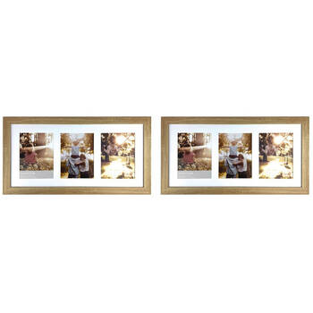 2PK Frankie & Me Wooden Collage 6x8'' Triple Picture Frame Home/Office Decor Oak