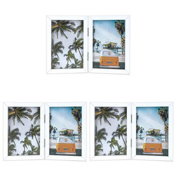 3PK Frankie & Me Hinged 4x6'' Double Picture Frame Home/Office Photo Decor White