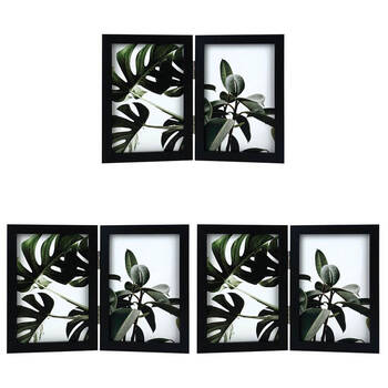 3PK Frankie & Me Hinged 4x6'' Double Picture Frame Home/Office Photo Decor Black