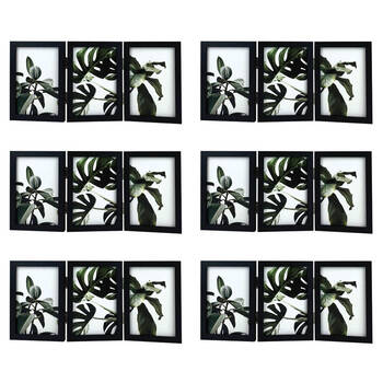 6PK Frankie & Me Hinged 4x6'' Triple Picture Frame Home/Office Photo Decor Black