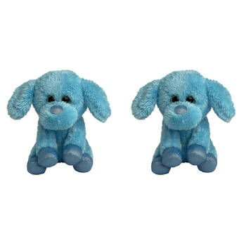 2PK Momoko Dog Foil Animal Sit Stuffed Doll Kids/Children Soft Plush Toy 20cm Blue
