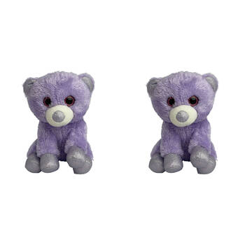 2PK Momoko Teddy Bear Foil Animal Sit Stuffed Doll Kids Soft Plush Toy 20cm Purple