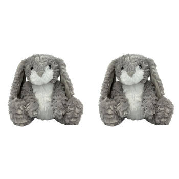 2PK Momoko Fluffy Bunny Animal Stuffed Doll Kids/Children Soft Plush Toy 23cm Grey