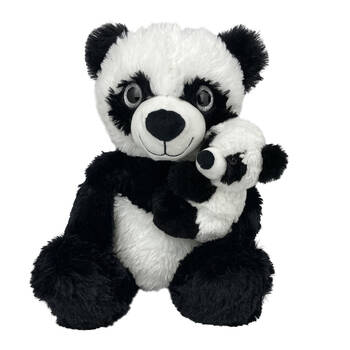 Momoko Parent Baby Panda Animal Stuffed Doll Kids Soft Plush Toy 35cm White