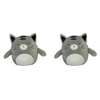 2PK Momoko Squish Cat Animal Stuffed Doll Kids/Children Soft Plush Toy 25cm Grey