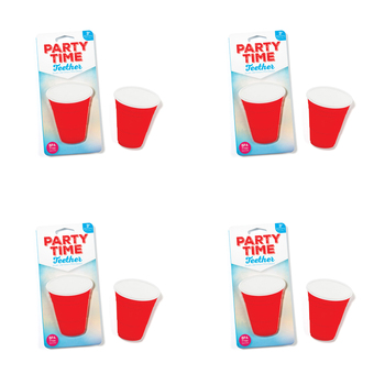 4PK Gamago Party Time Baby/Toddler Silicone Red Cup Teether 3m+
