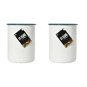 2PK St. Clare Enamel Heavy Duty Carbon Steel Utensil Holder 14cm White/Green