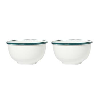 2PK St. Clare Enamel Mixing Bowl 18cm Cooking Baking Round White