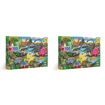 2x 100pc eeBoo Jigsaw Puzzle Land of Dinosaurs 45x68cm Educational Game 5+