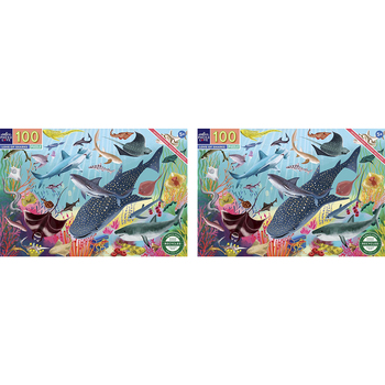 2x 100pc eeBoo Jigsaw Puzzle Love of Sharks 45x68cm Educational Game 5+