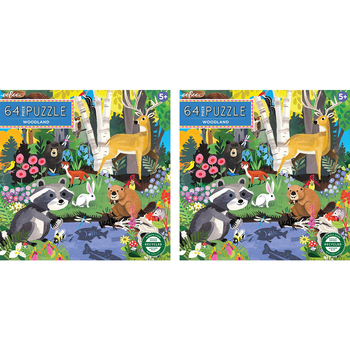 2x 64pc eeBoo Jigsaw Puzzle Kids Fun Game Woodland 5+