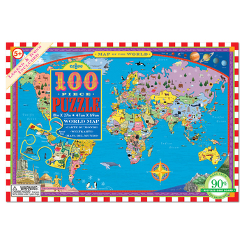 100pc eeBoo Jigsaw Puzzle World Map 45x68cm Educational Game 5+
