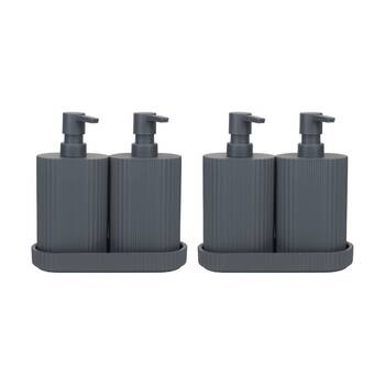 2PK Eco Basics Wash Station Duo Soap Dispenser Resin Plastic Bathroom - Graphite