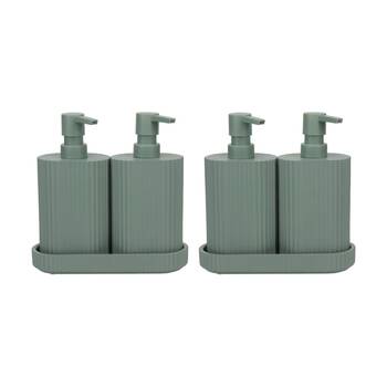 2PK Eco Basics Wash Station Duo Soap Dispenser Resin Plastic Bathroom - Green