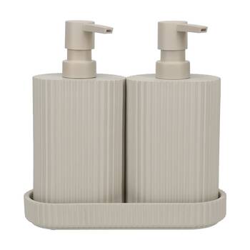 Eco Basics Wash Station Duo Soap Dispenser Resin Plastic Bathroom - Taupe