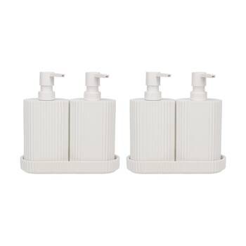 2PK Eco Basics Wash Station Duo Soap Dispenser Resin Plastic Bathroom - White