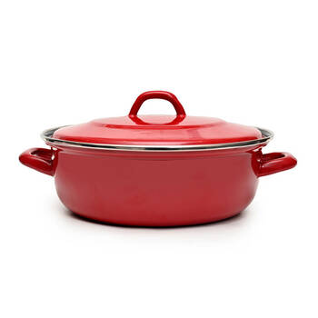 Classica 22cm Heavy Gauge Casserole w/ Lid Carbon Steel Red